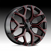 Performance Replicas 176MR PR176 Gloss Black Milled Red Tint Custom Truck Wheels